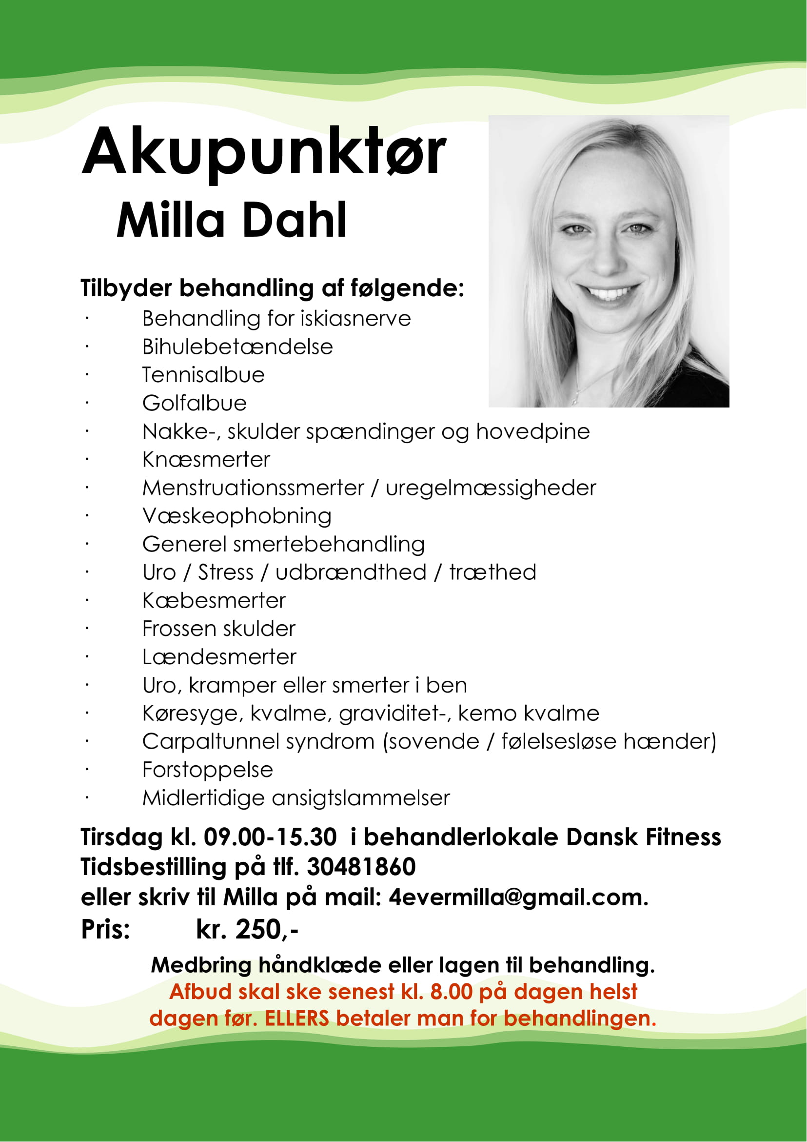 Ny behandler Akupunktør Milla Dahl